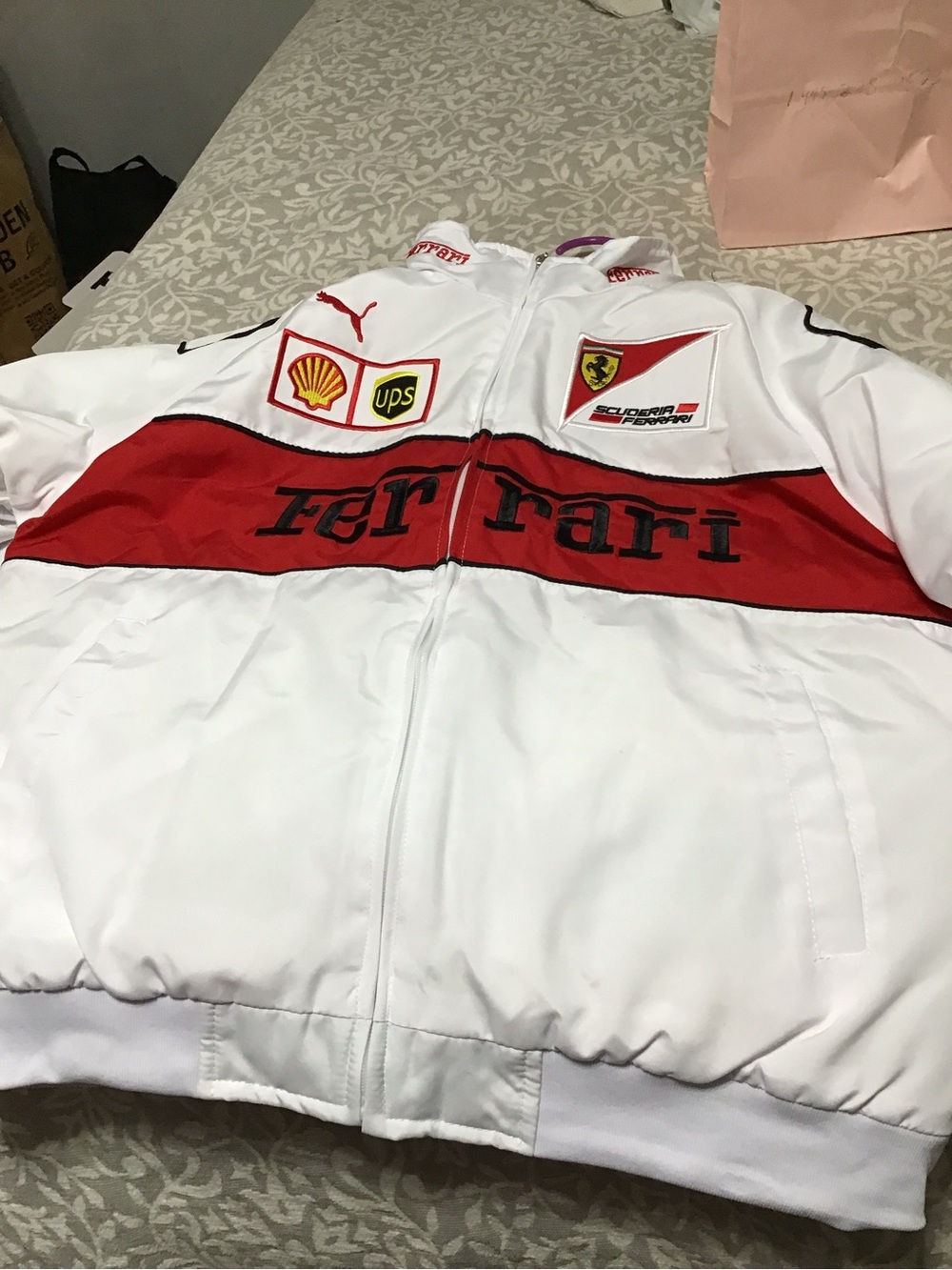 Ferrari White and Red Motorsport Zip-Up Jacket